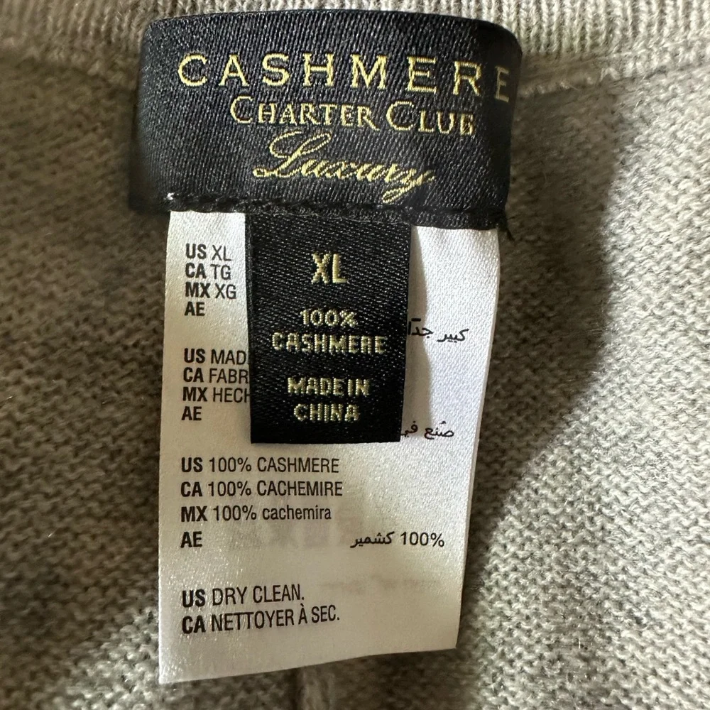 Charter Club 100% Cashmere Gray Wide-Leg Pants - Picture 6 of 6